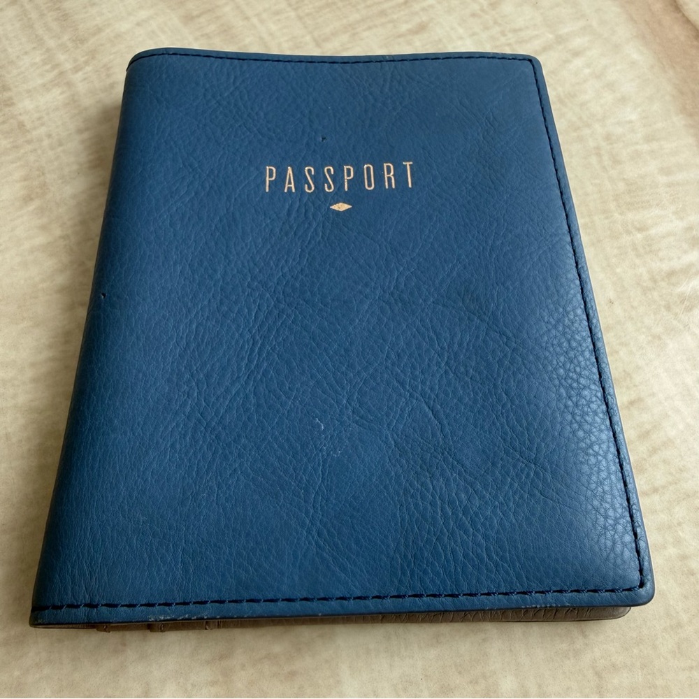 Fossil Blue Leather Passport Holder